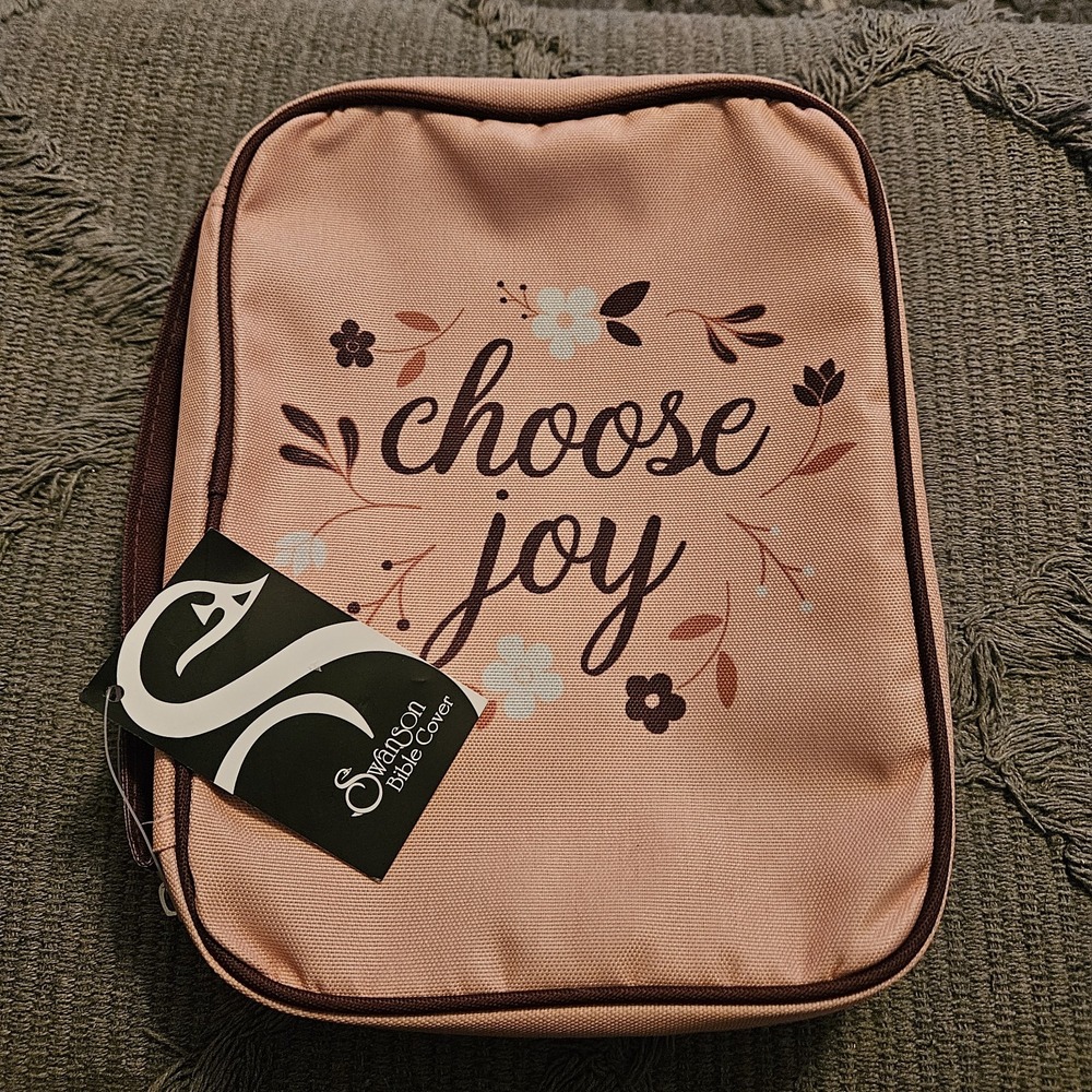 Women Bible Cover Pink "Choose Joy" 7.5x10x2 inches NWT‎ Church Bible Study